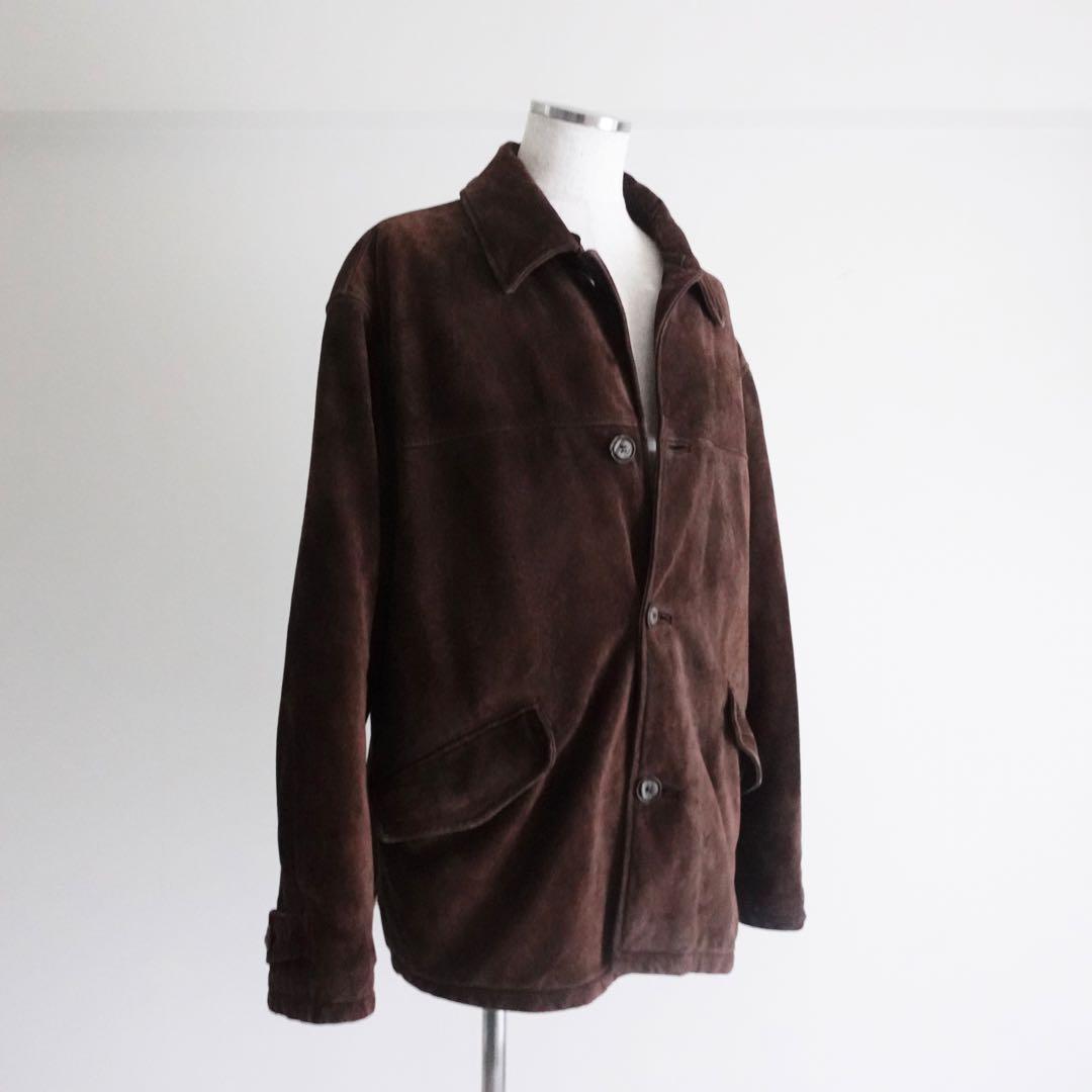 【イタリア製】1980s 90s Suede Leather Car Coat