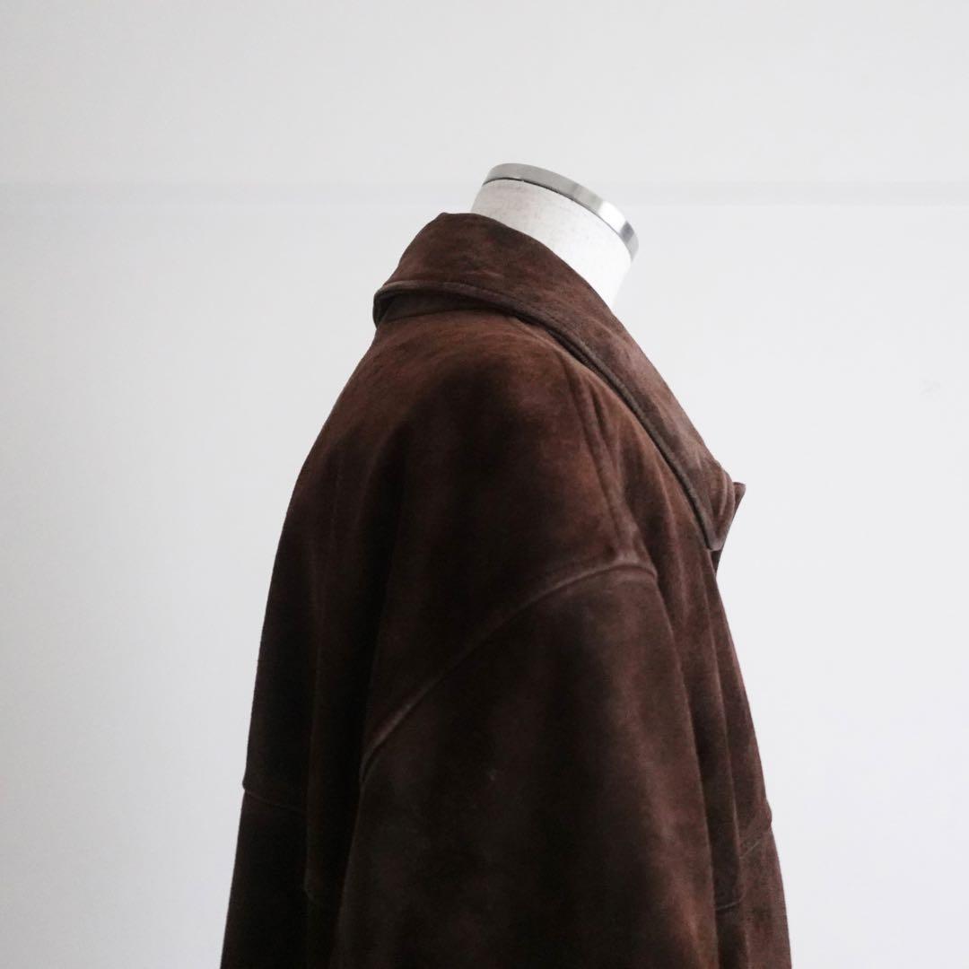 【イタリア製】1980s 90s Suede Leather Car Coat