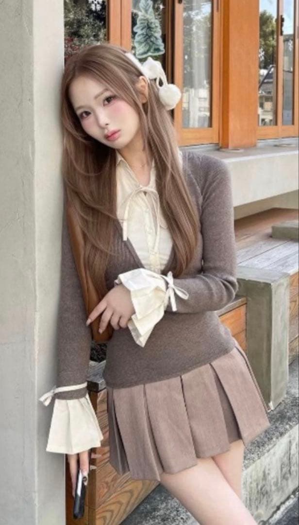 新品Darich ダーリッチ シャツドッキングプリーツミニワンピース　モカ