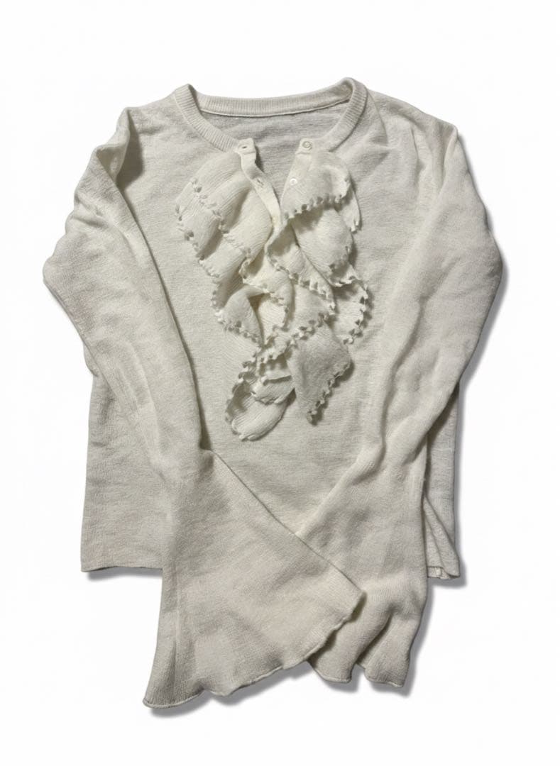 カスケードフリルニットトップス　アニュアンス　完売品　白