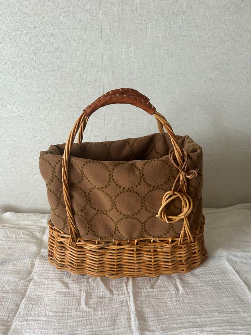 ハンドメイド ミナペルホネンタンバリン カゴバッグ