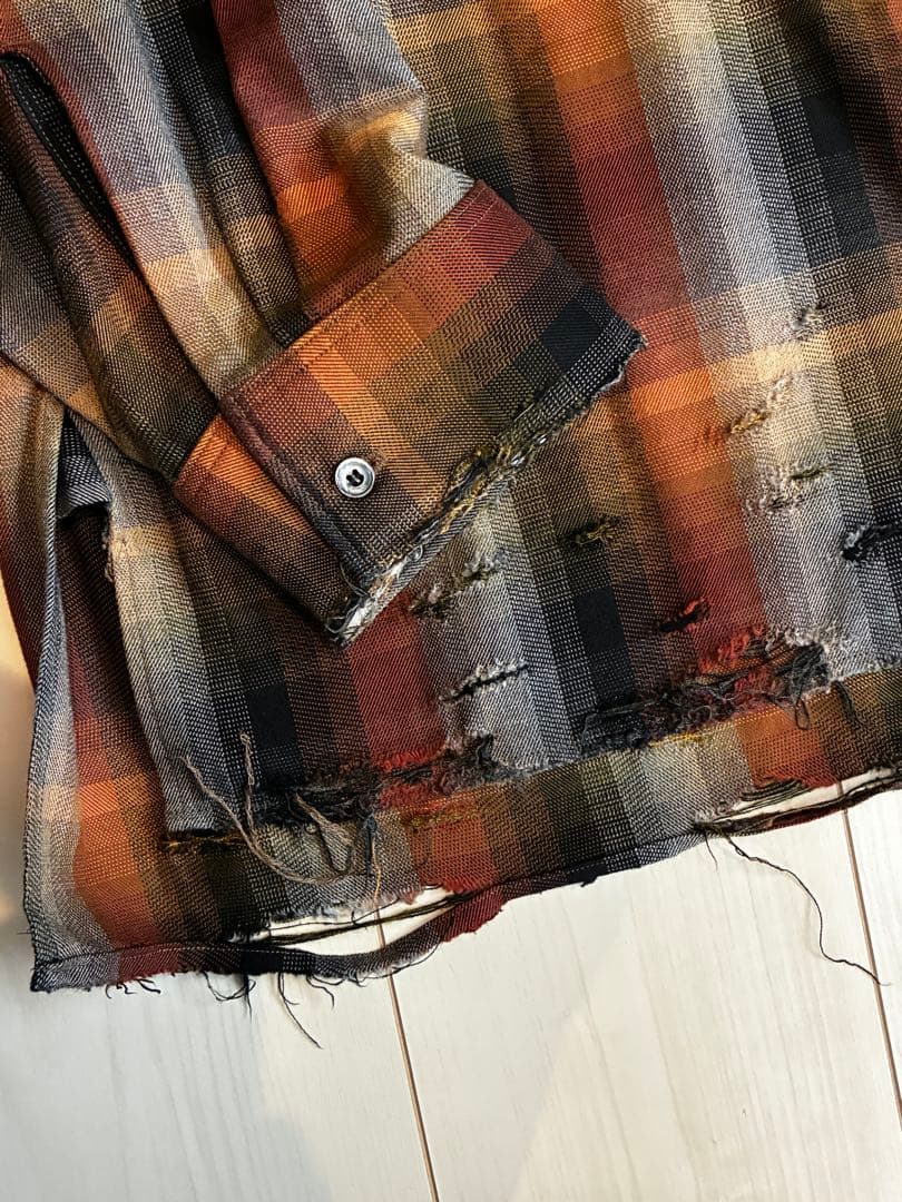 トップス 2 ANCELLM 24AW R/C CHECK CRASH LS SHIRT