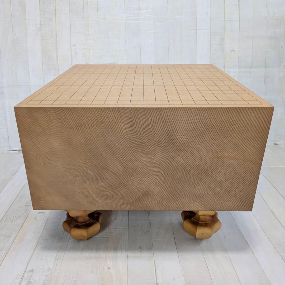 柾目 一枚板 碁盤 厚20.5cm 脚付き へそ付き 蓋付き