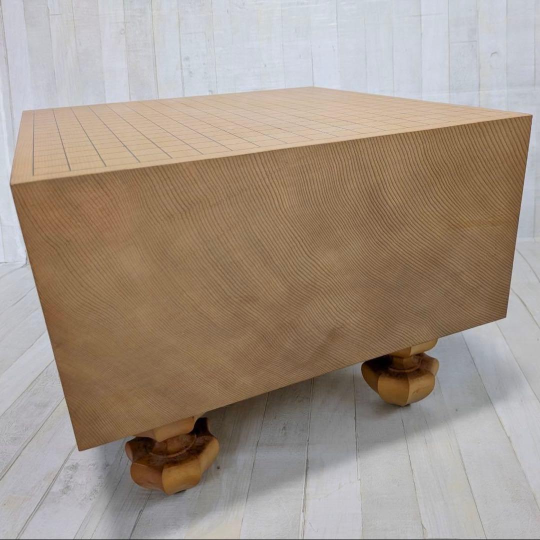 柾目 一枚板 碁盤 厚20.5cm 脚付き へそ付き 蓋付き