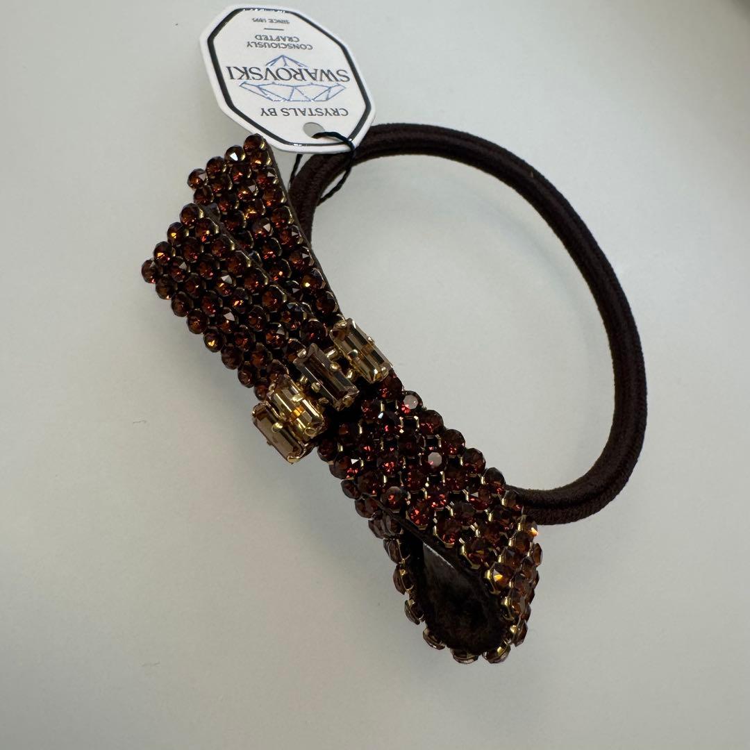 コンプレックスビズ　SWAROVSKI クリスタルヘアゴム ブラウン