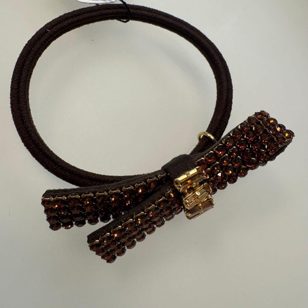 コンプレックスビズ　SWAROVSKI クリスタルヘアゴム ブラウン