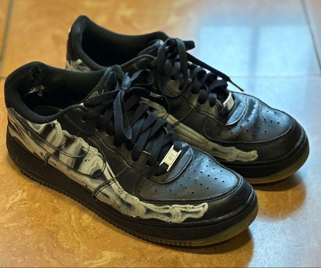 j【希少】Nike ナイキ エアフォース1 ブラックスケルトン 27.5
