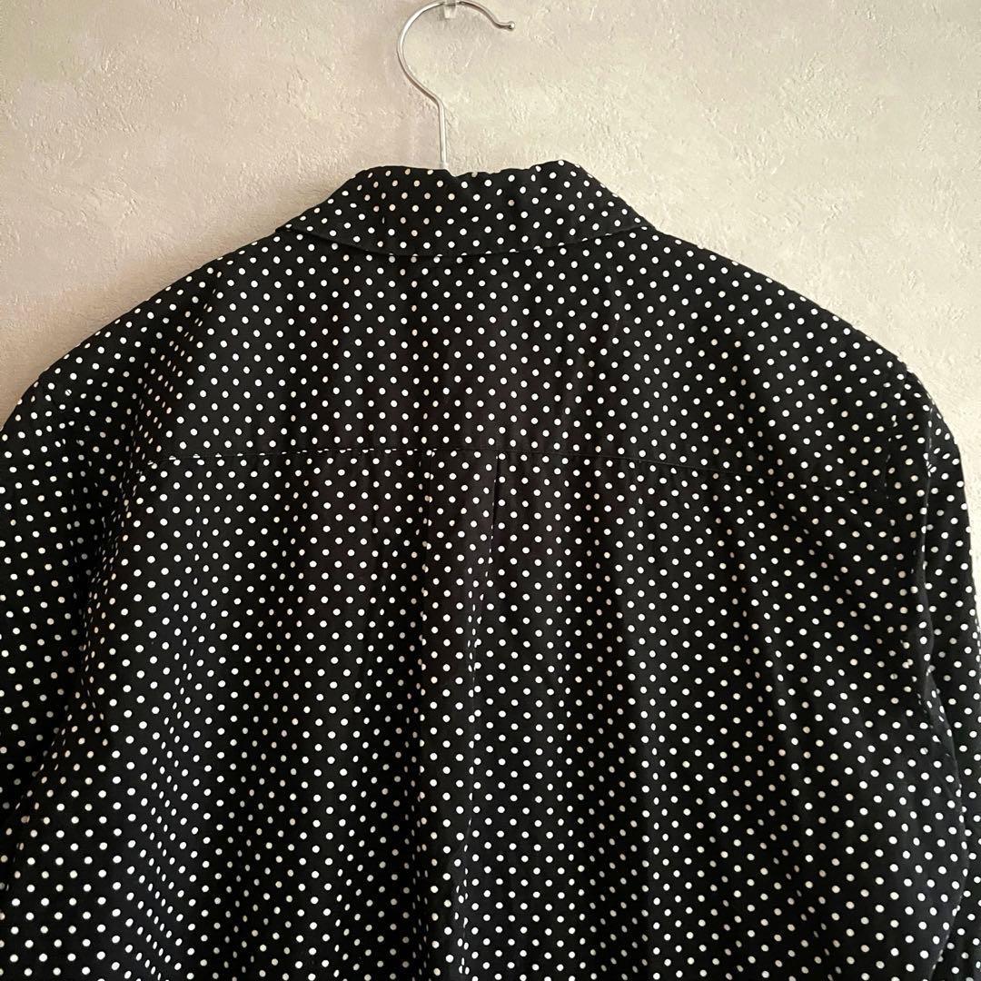 希少 08年製 ブラックコムデギャルソン ドット柄 丸襟 デザインシャツ