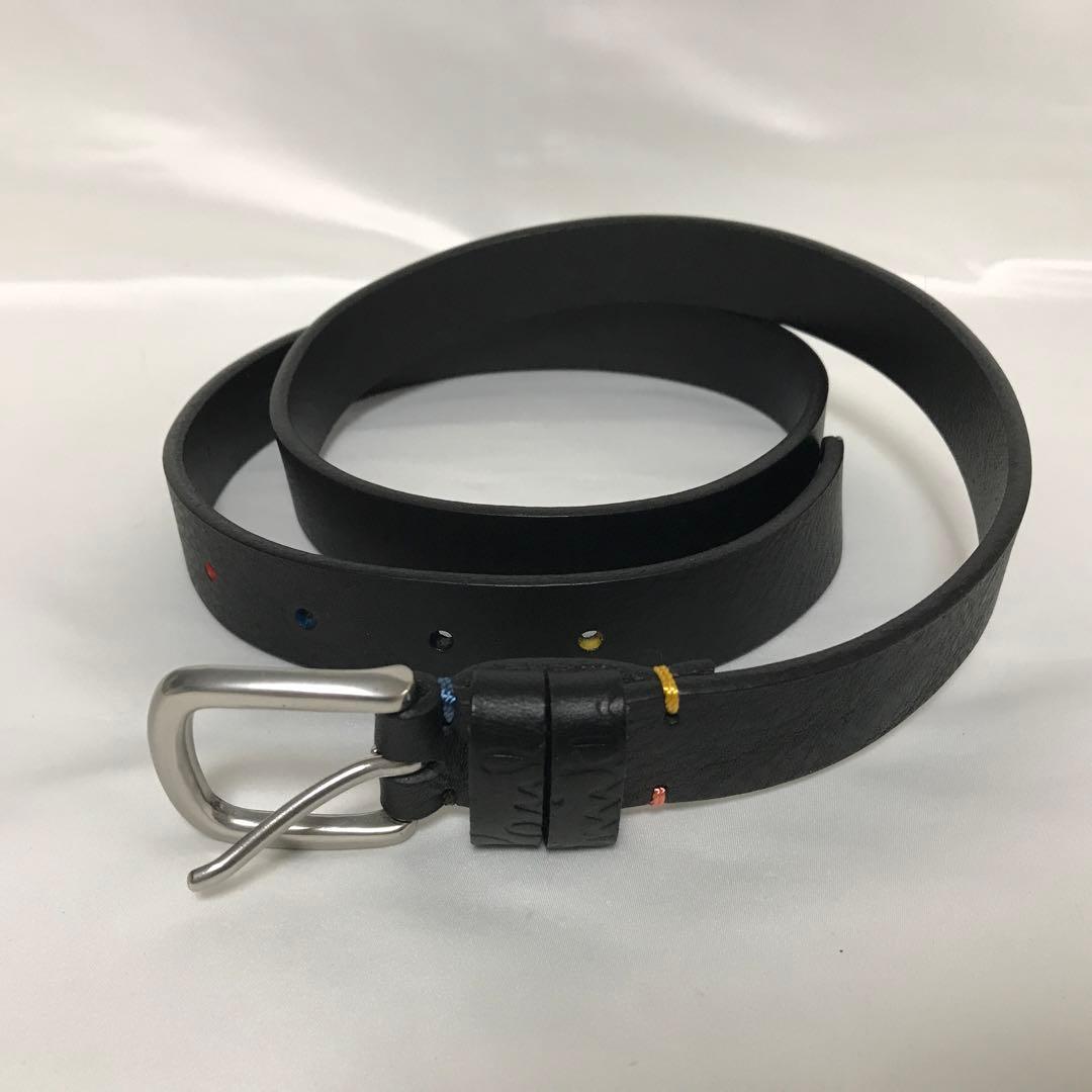 Paul Smith カラーステッチ エンボスロゴ ベルト ブラック XL