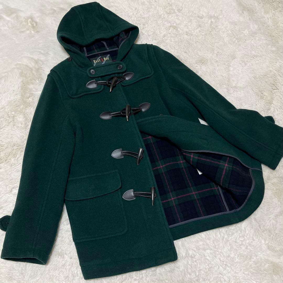 未使用級　イーストボーイ　バロンブロッサ　ダッフルコート　チェック　緑　M L