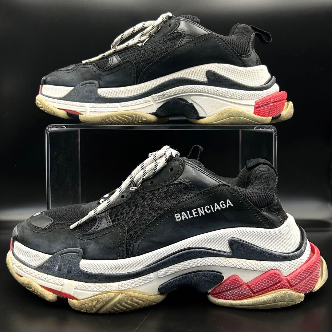 バレンシアガ トリプル S スニーカー メンズ レザー 黒 26.5cm