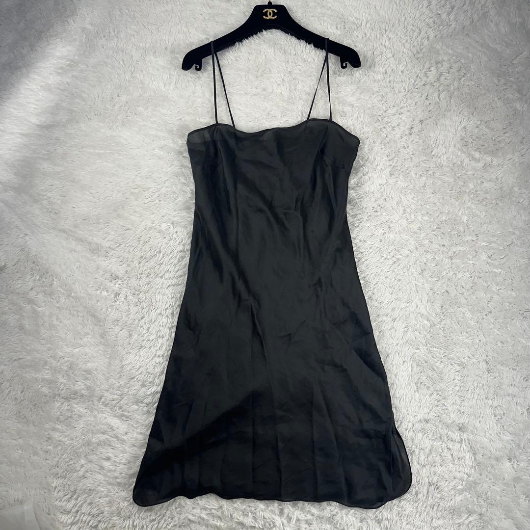 美品　エルメス　キャミソール　ゴルチエ期　シルク100% 絹　L 黒　ブラック