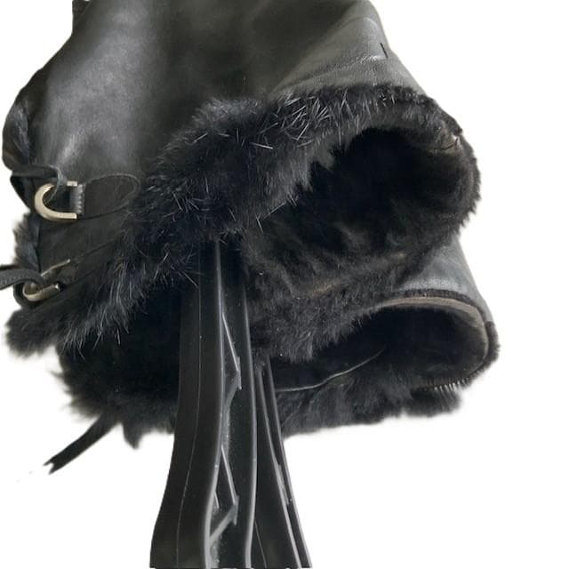 CHANEL 39(24.5cm) 黒レザー ロングブーツ CC ウェッジソール