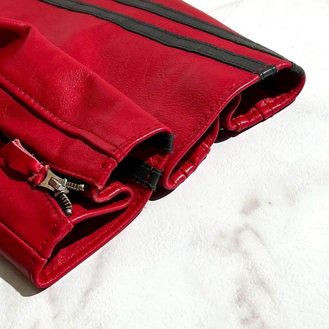 【超希少】ショット ライダースジャケット XLサイズ カウレザー チェック 赤