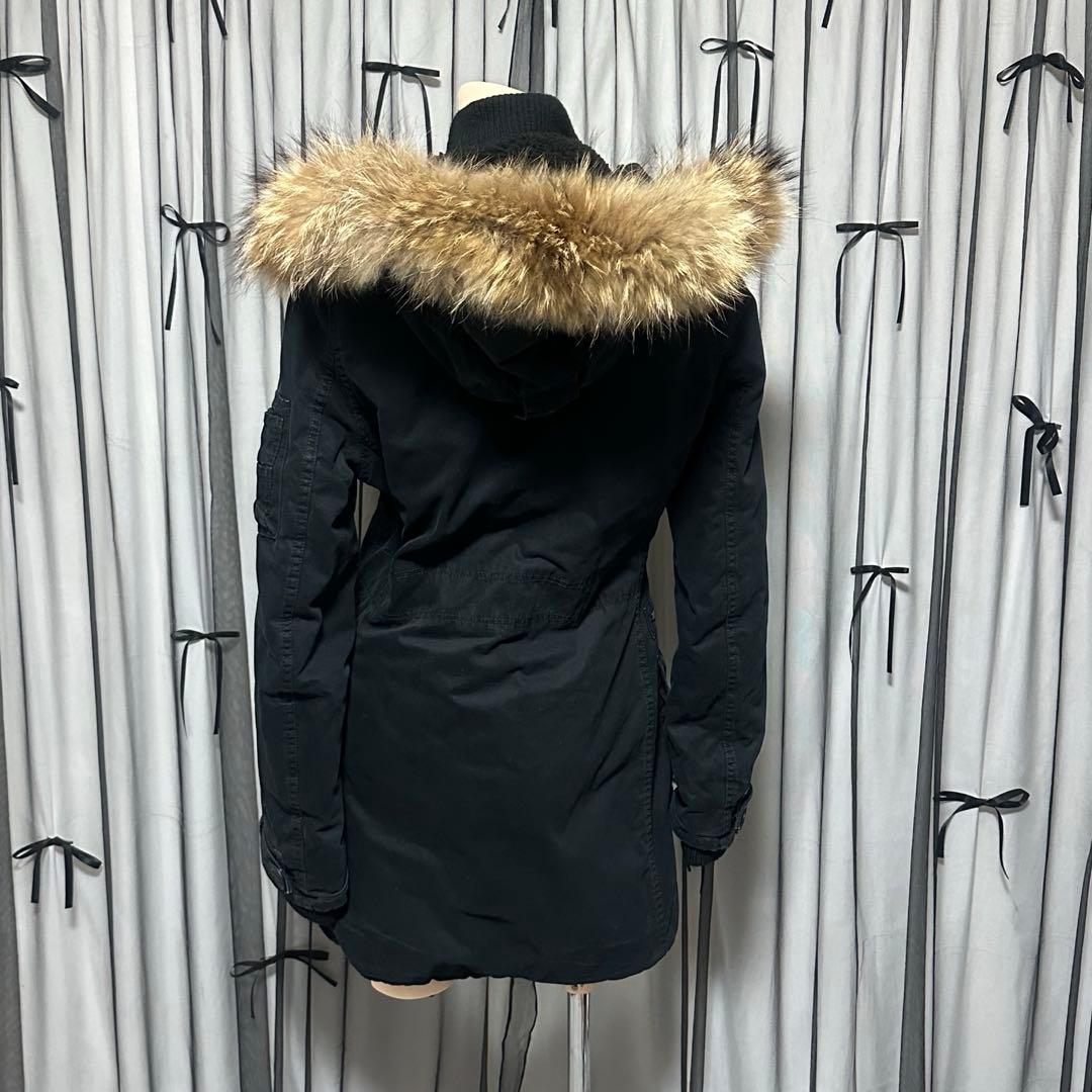 平成ギャル y2k　リアルファー付きミニタリーモッズコート　黒　グランジ　ダウン