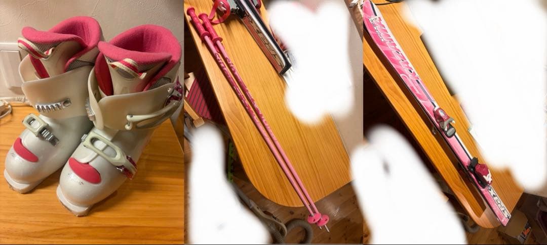 KAZAMAキッズ用スキー板120cmブーツ21cmストック90cm セット