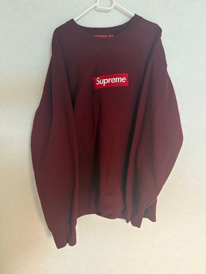 美品！Supreme Box Logo Crewneck Cardinal