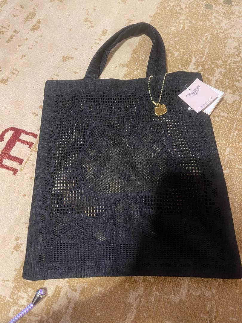 近沢　エコバッグ　キティちゃんCHIKAZAWA 黒と黄ikechan