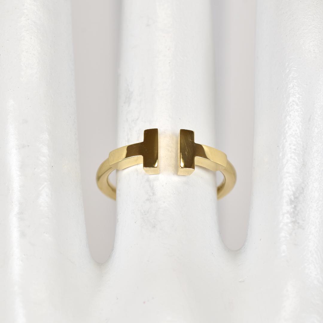 【新品仕上げ済】TIFFANYティファニー Tワイヤーイエローゴールドリング