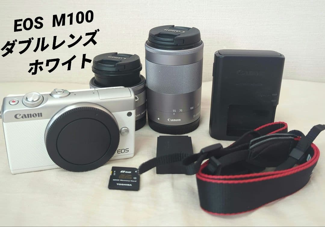 Canon EOS M100 ダブルレンズ 白　ミラーレス　一眼