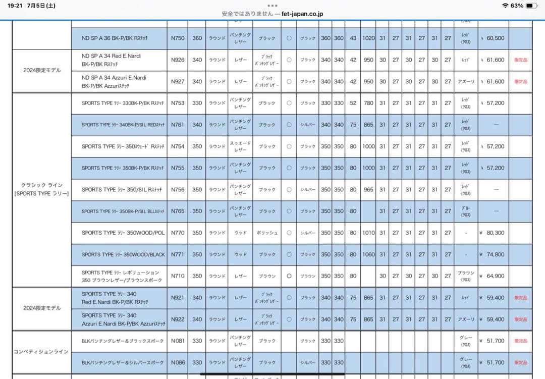 nona NARDI スポーツタイプ330パンチングレザーレッドタイプ