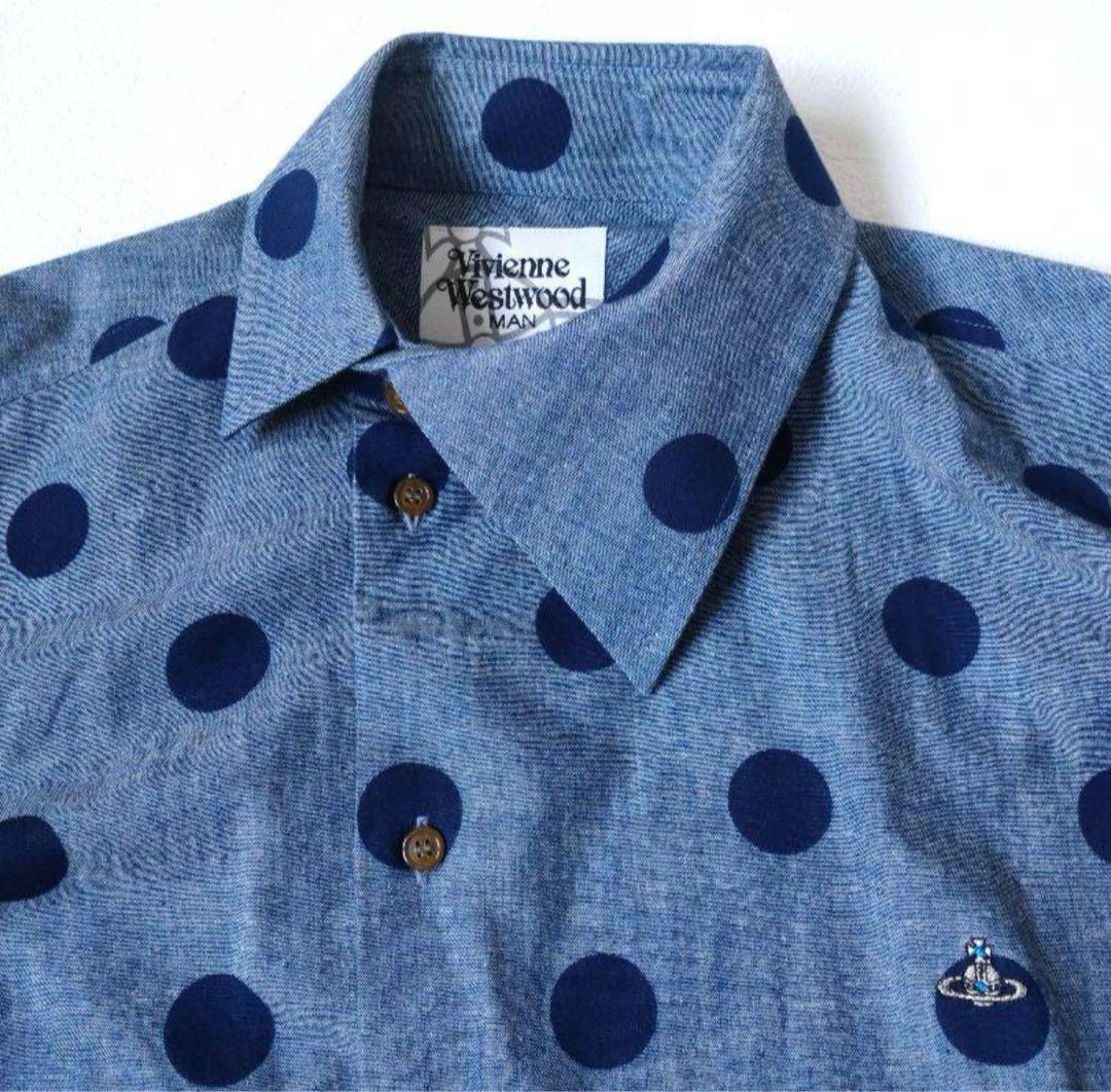 【美品】ヴィヴィアンウエストウッドマン　シャツ　アシンメトリー　オーブ　ドット