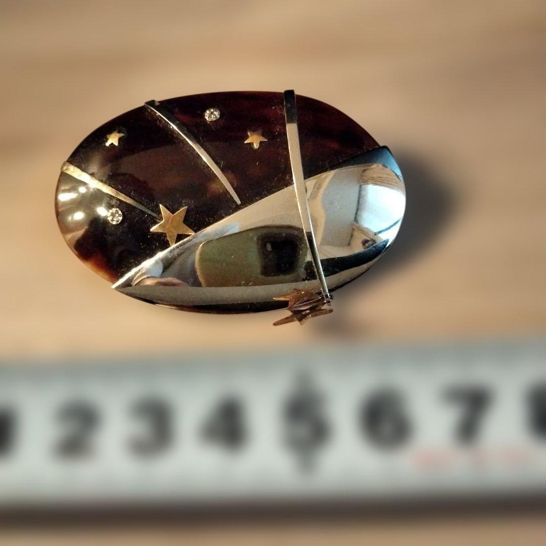 k18/SILVER デザイン べっ甲 ブローチ