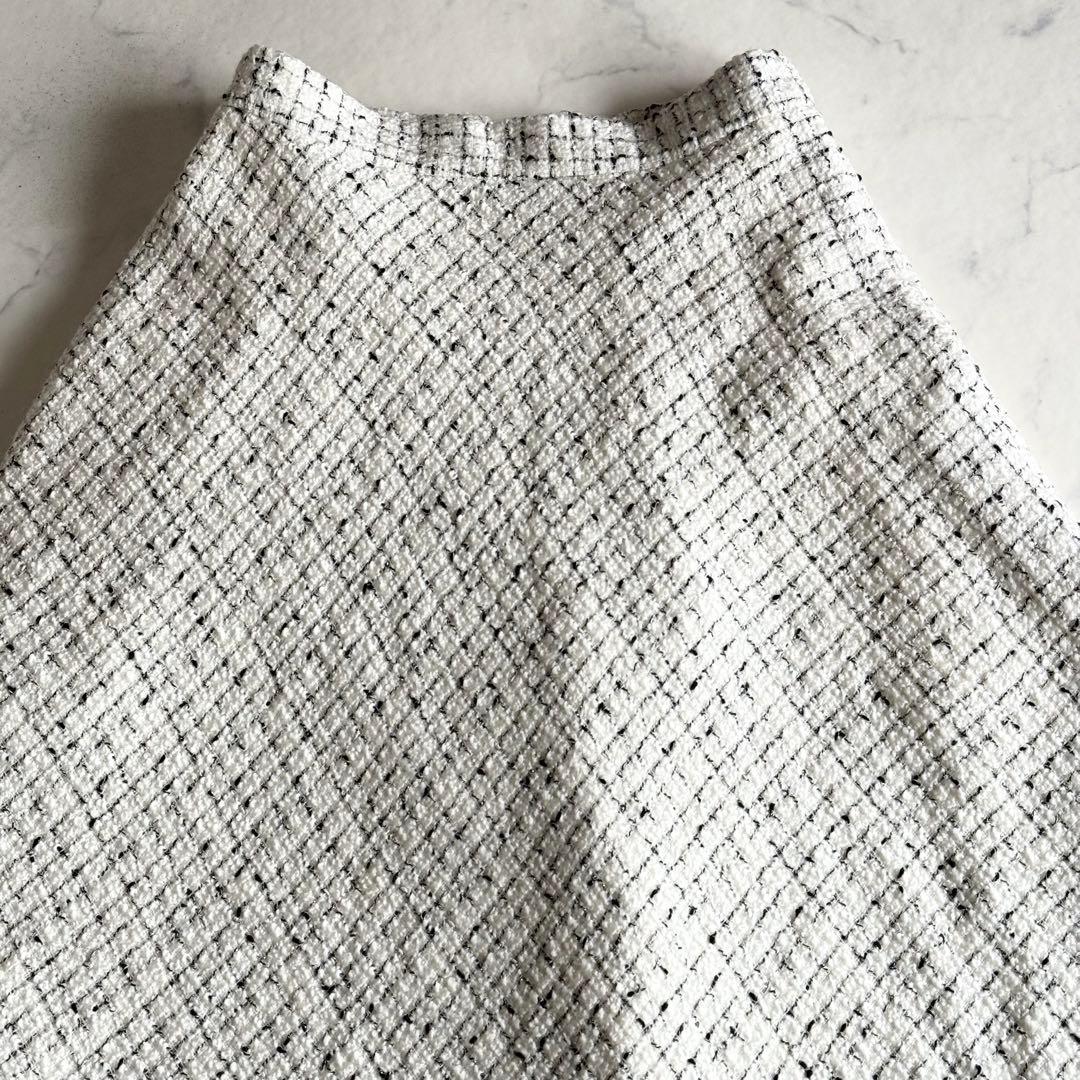 未使用級 23AW エムプルミエブラック ループチェックツイードフレアスカート