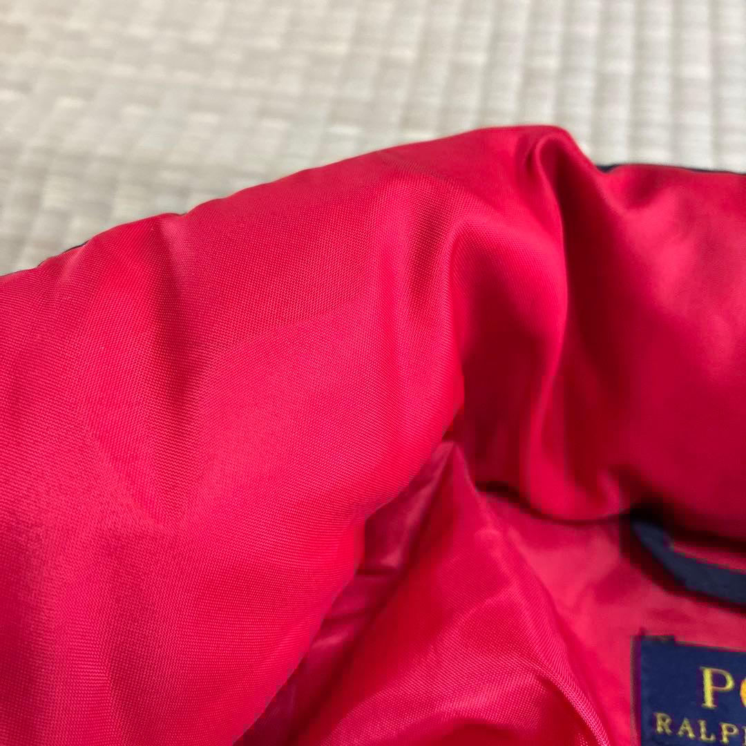 週末セール　美品✨ポロラルフローレンダウン　160 ㎝ ネイビー　裏地レッド
