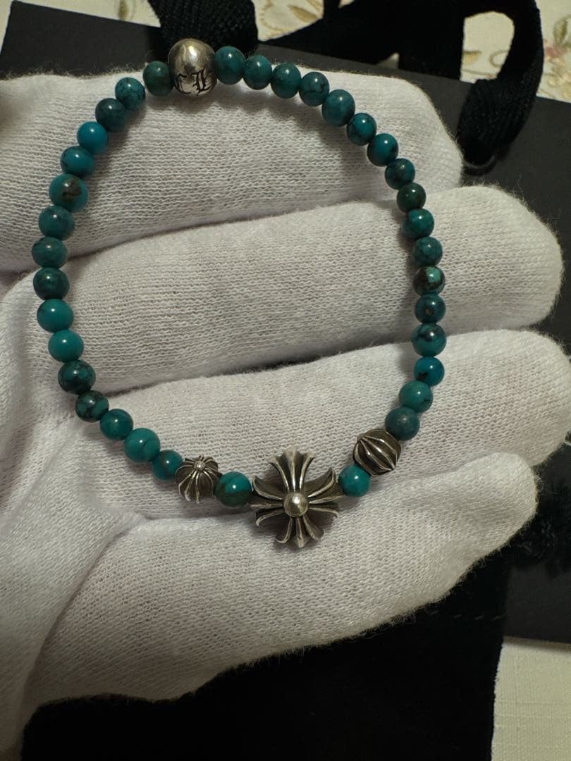 22日限定値下げ　クロムハーツ ビーズブレスレット ターコイズ 4MM