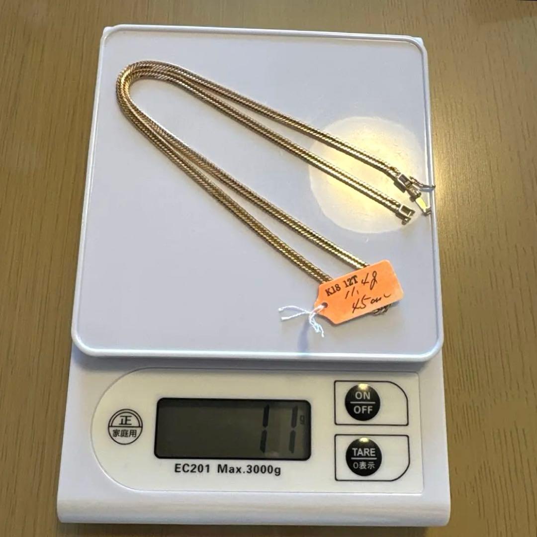 K18 喜平ネックレス 12面トリプル 45cm