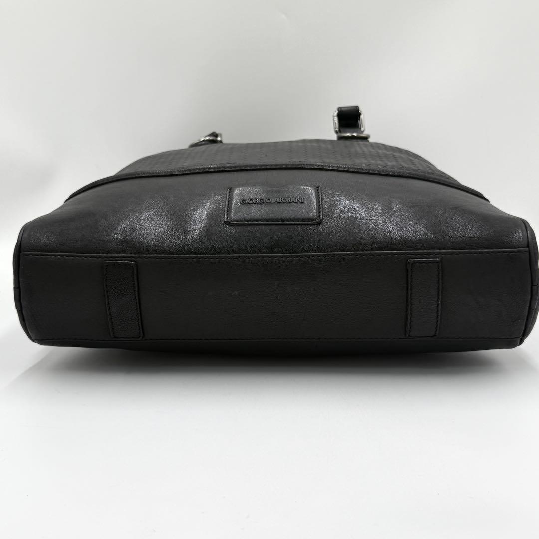 【美品】ジョルジオアルマーニ トートバッグ メッシュデザイン A4可 レザー 黒