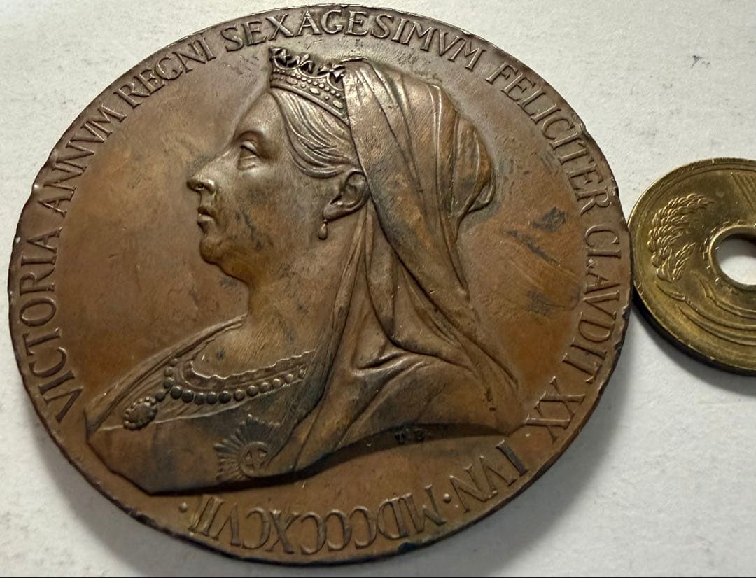 コ*木様 1874年英国　ヴィクトリア女王ダイヤモンドジュビリー大型銅メダル