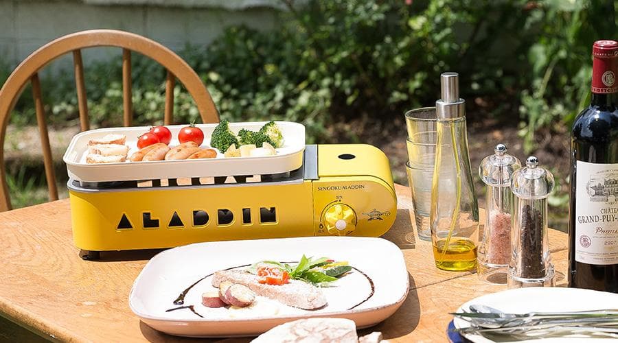 新品 アラジン SAG-RS21B ポータブル ガス ホットプレート 黄 ①