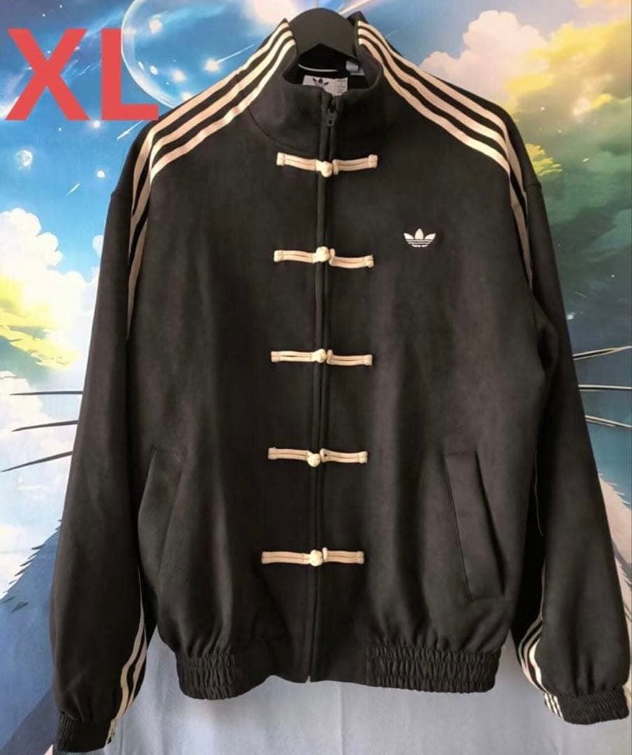 XL海外限定adidas originals スエード トラックジャケット　黒