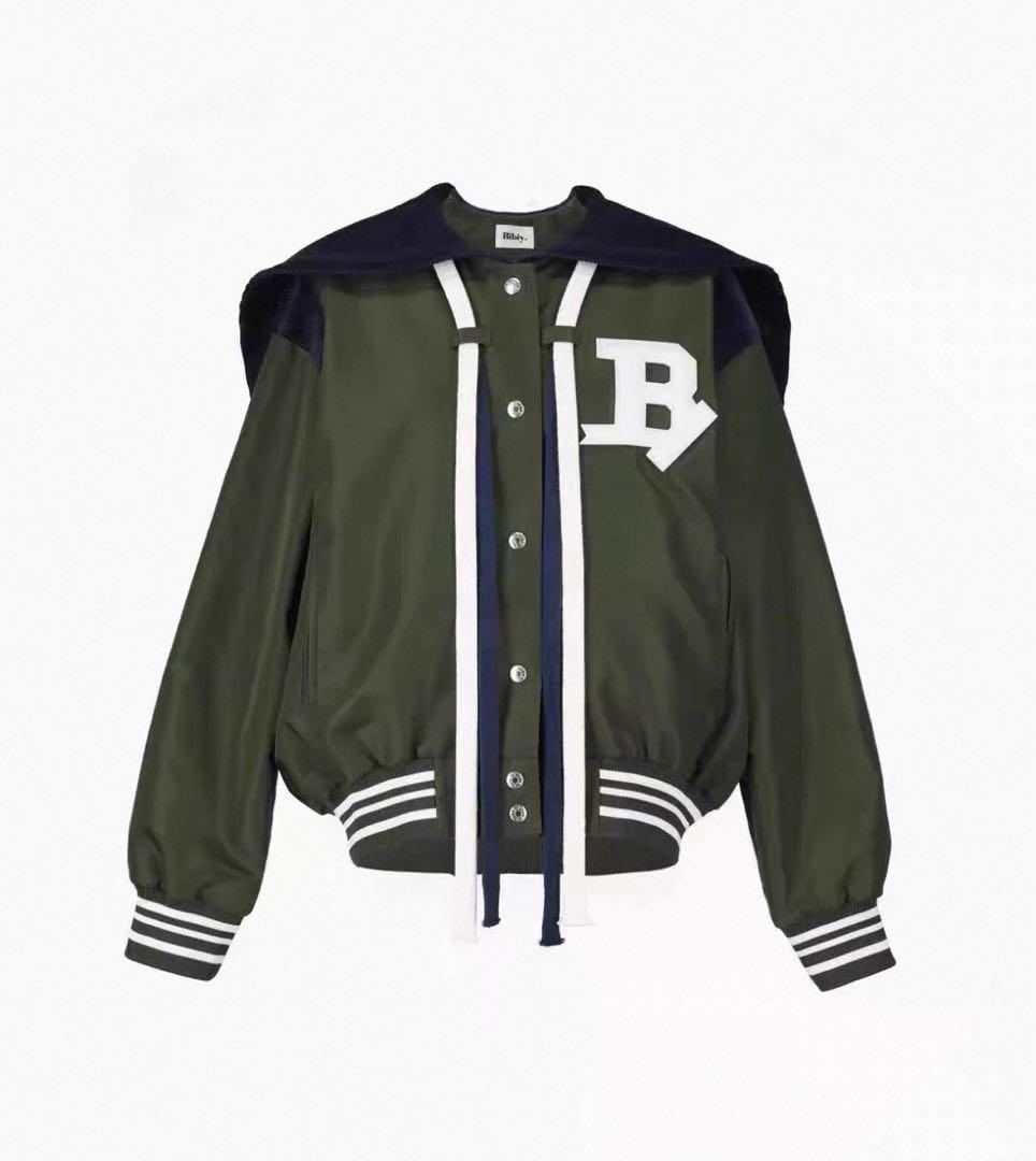 bibiy.フード付きスタジャン オリーブグリーン