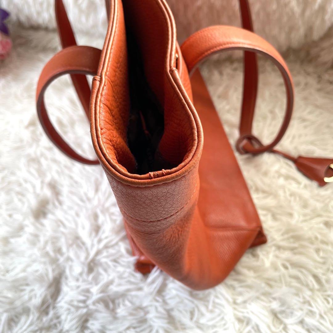 aniaryアニアリ ブラウンレザートートバッグA4収納可能 肩掛け可能