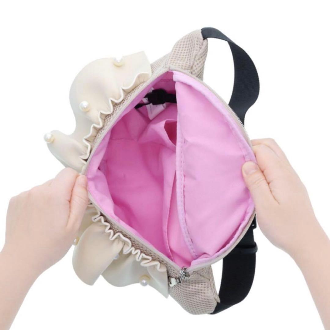 【お買得価格】新品 &LOVE パールビジューのメッシュふりるBODYバッグ