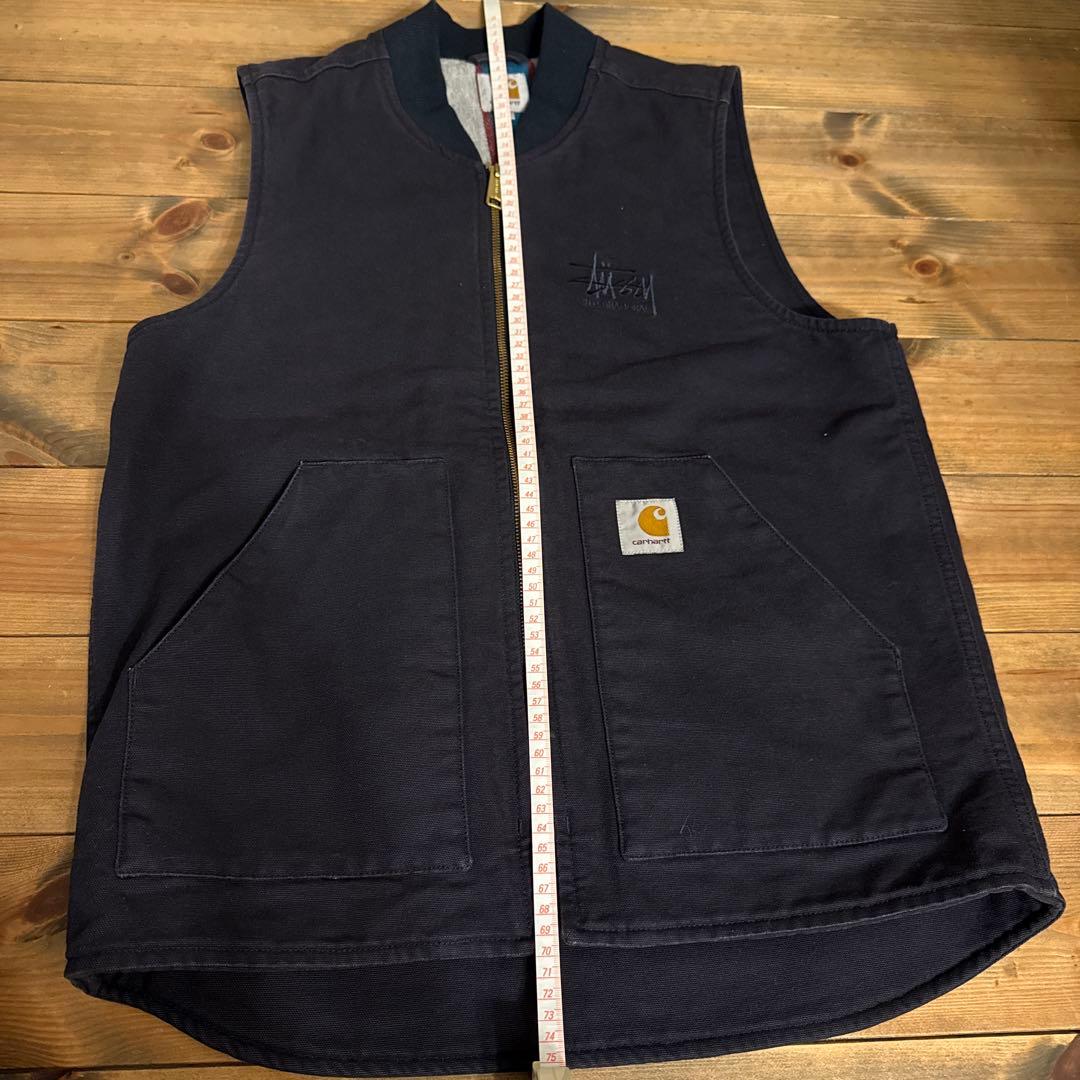 限定Stüssy x Carhartt カーハートベスト　黒xネイビー