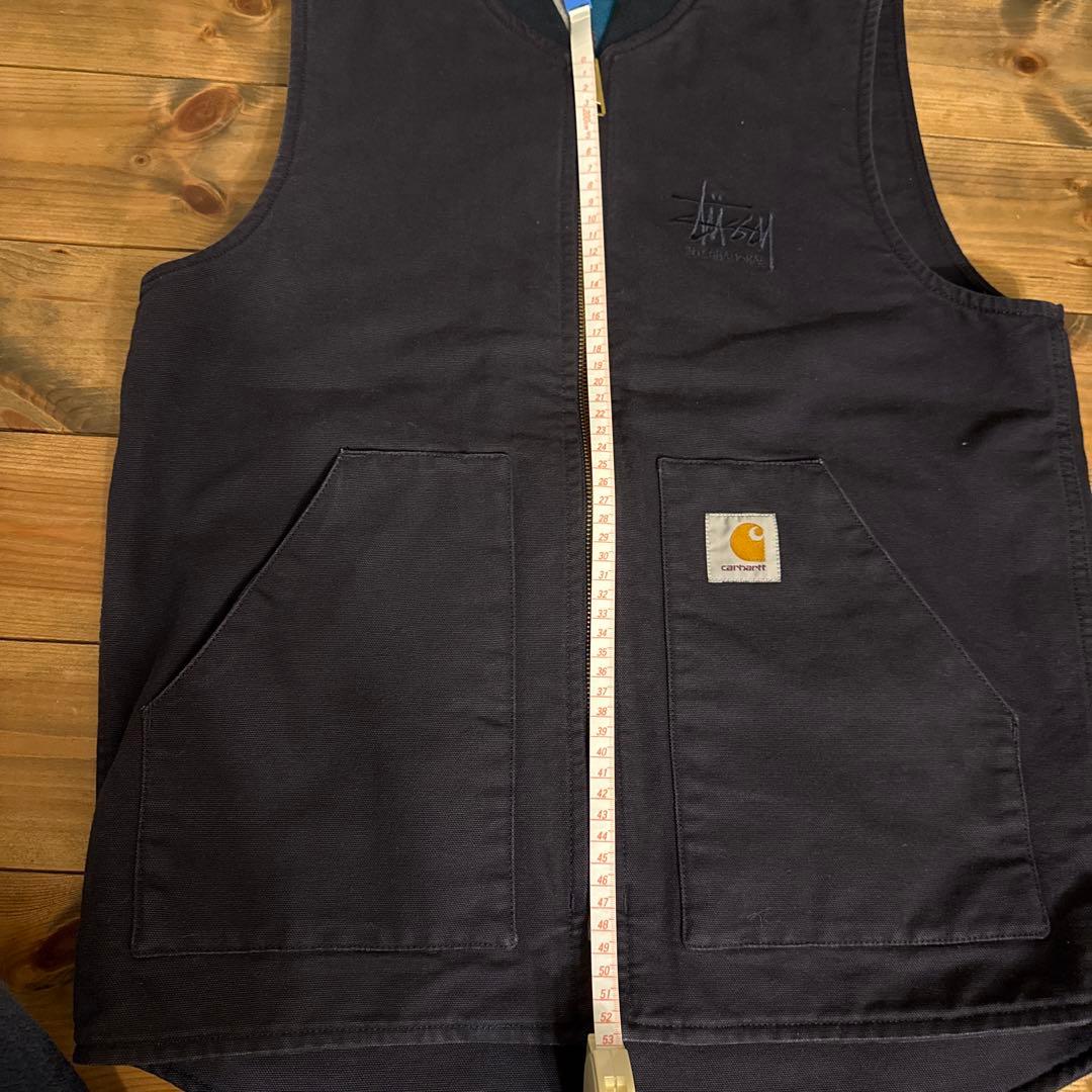 限定Stüssy x Carhartt カーハートベスト　黒xネイビー