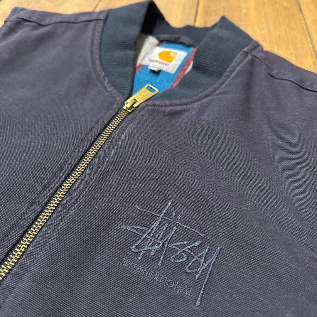 限定Stüssy x Carhartt カーハートベスト　黒xネイビー
