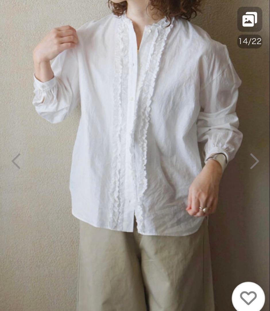 ワッシャーフリルブラウス　白　即完売　予約購入　ジャーナルスタンダードラックス