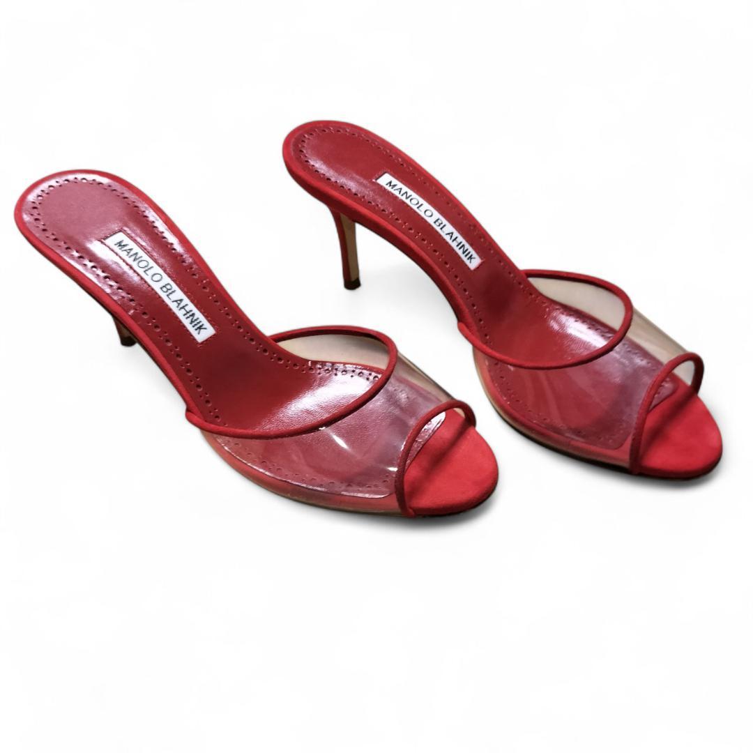 【美品・箱付き】マノロブラニク サンダル ミュール レッド 赤 22.5cm相当