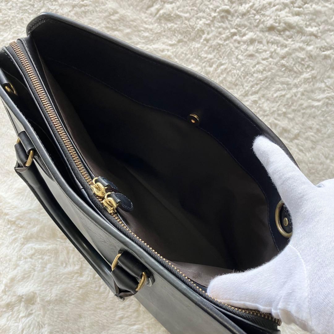 タケオキクチ 日本製 2way レザー ビジネスバッグ ブリーフケース ネイビー