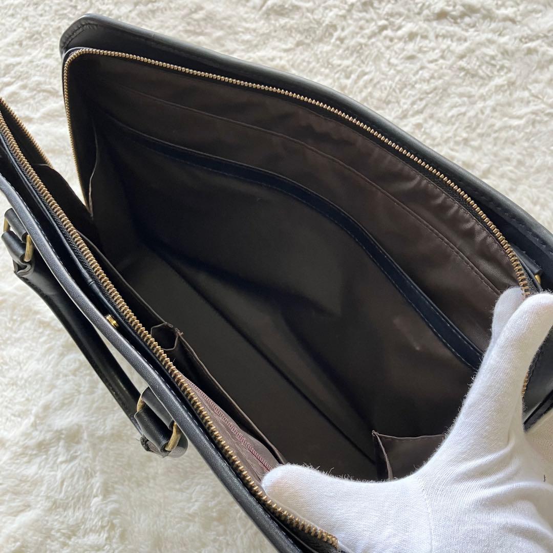 タケオキクチ 日本製 2way レザー ビジネスバッグ ブリーフケース ネイビー