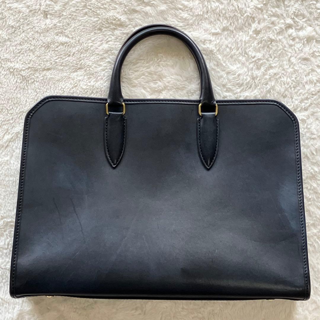 タケオキクチ 日本製 2way レザー ビジネスバッグ ブリーフケース ネイビー