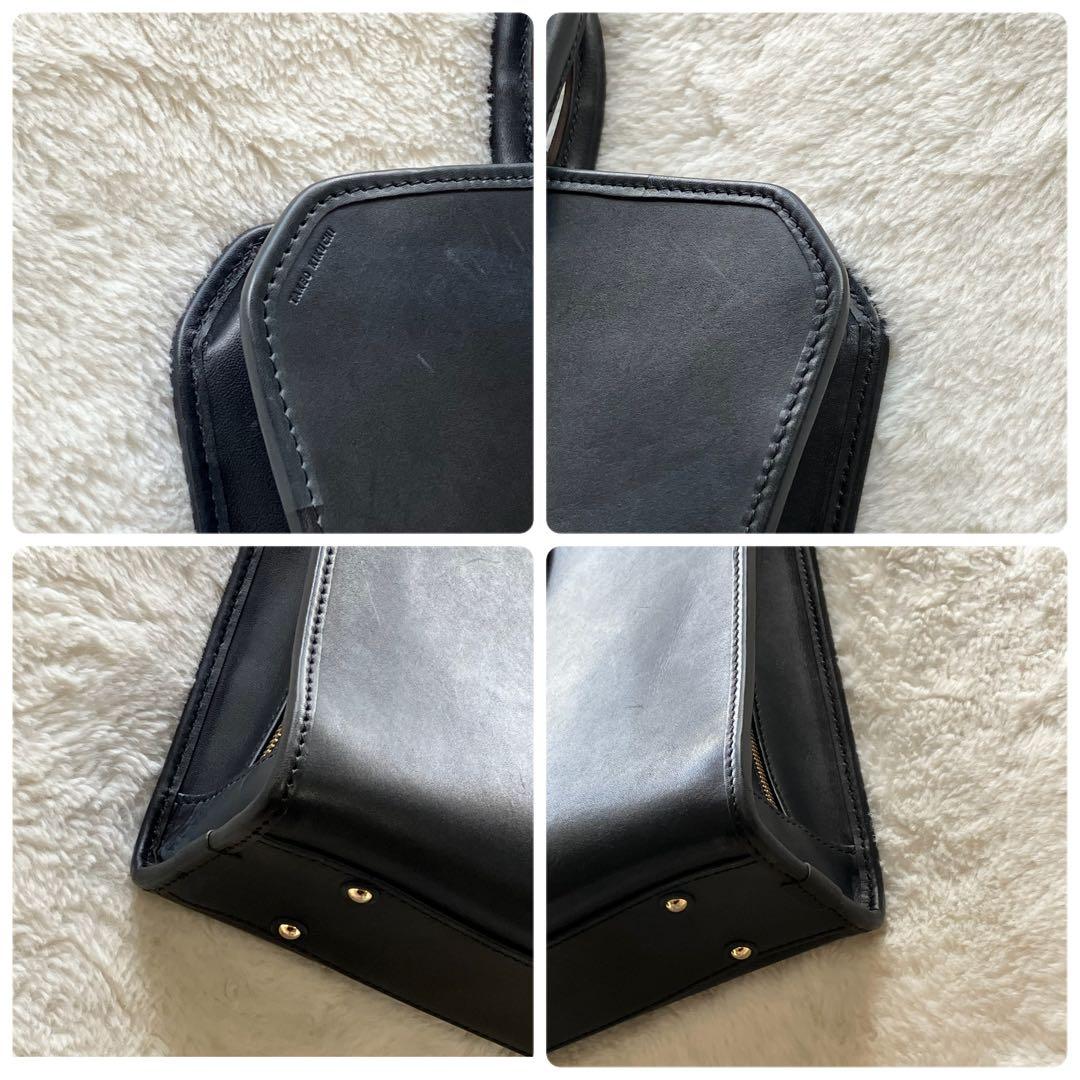 タケオキクチ 日本製 2way レザー ビジネスバッグ ブリーフケース ネイビー