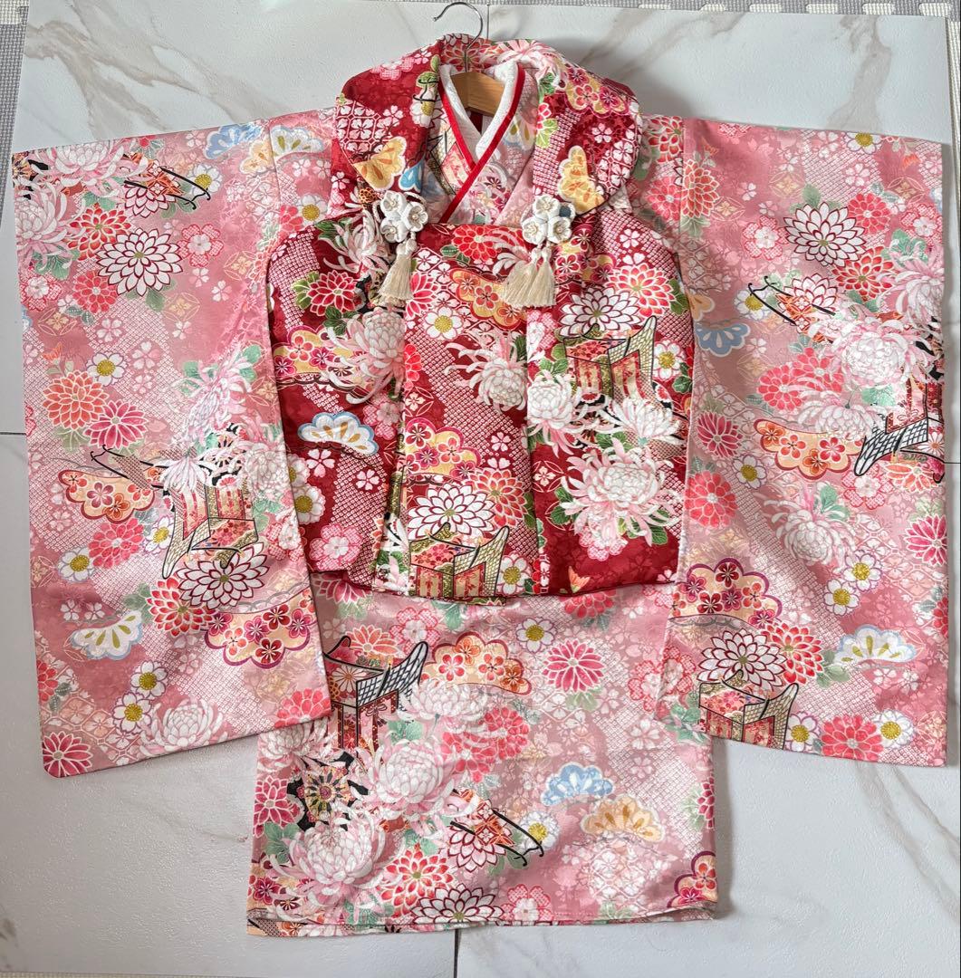 キャサリンコテージ　いにしえ華車・桃✖️赤　草履シューズセット