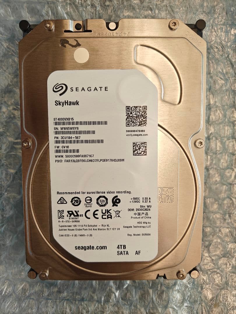 外付けハードディスク・ドライブ Seagate SkyHawk 4TB SATA HDD