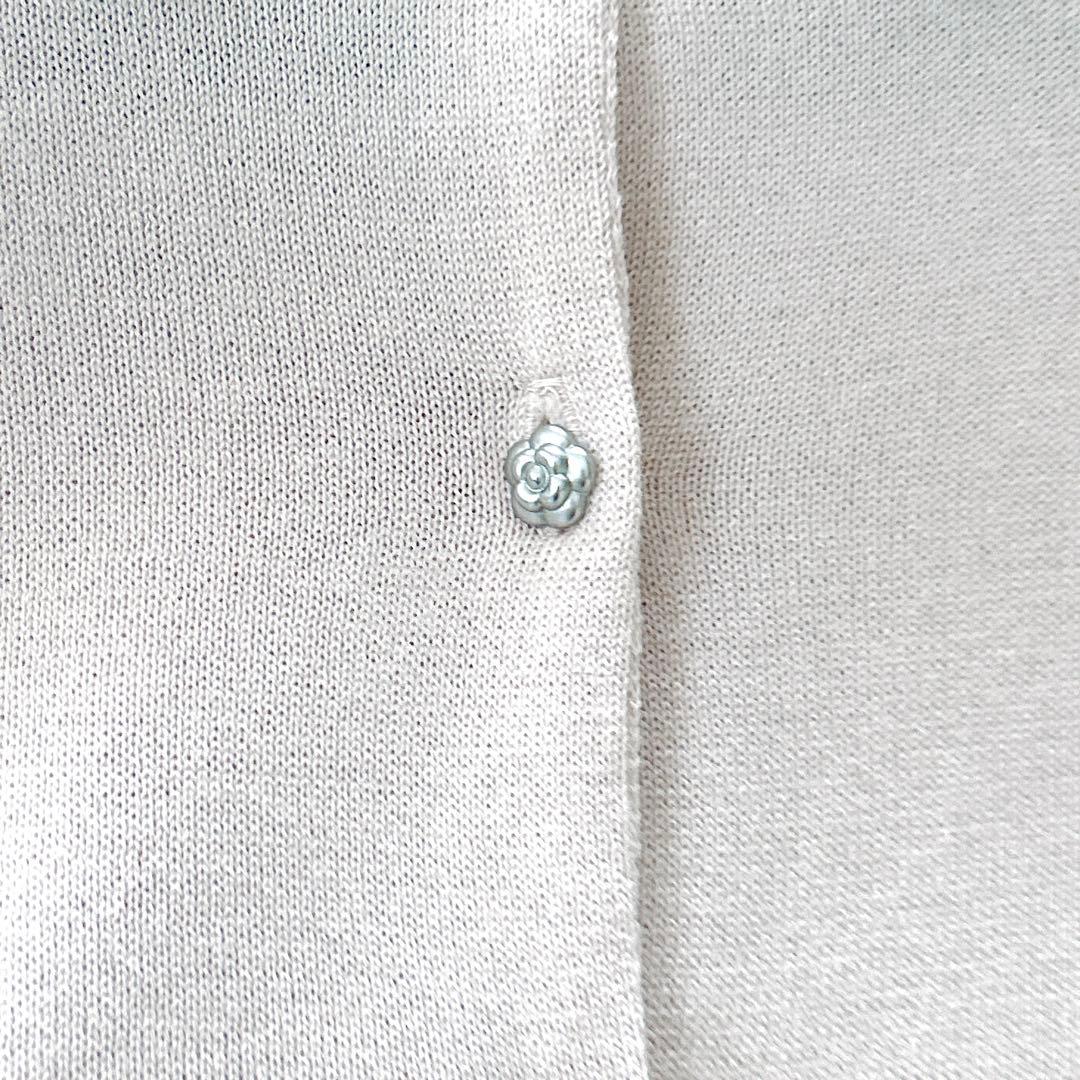 希少✨人気　ルネ　襟付きビジューカメリアボタンカーディガンバイカラーピンク洗える